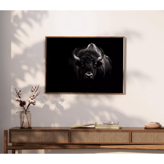 Buffalo Wall Art Bison Print Forrest Landscape Modern Art Rustic Farmhouse Decor