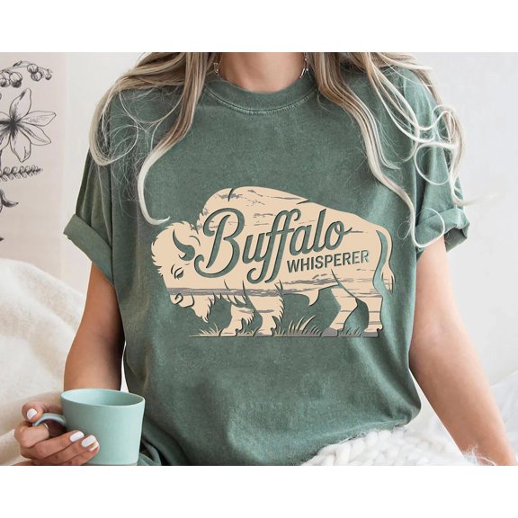 Buffalo Whisperer Graphic Tee: Western Ranch Shirt TSHIRT All Size S-5XL