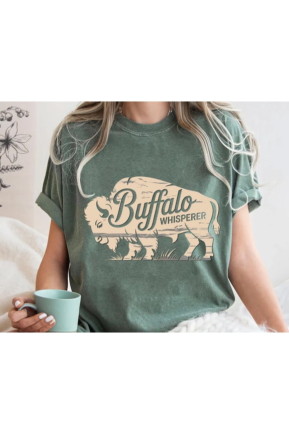 Buffalo Whisperer Graphic Tee: Western Ranch Shirt TSHIRT All Size S-5XL