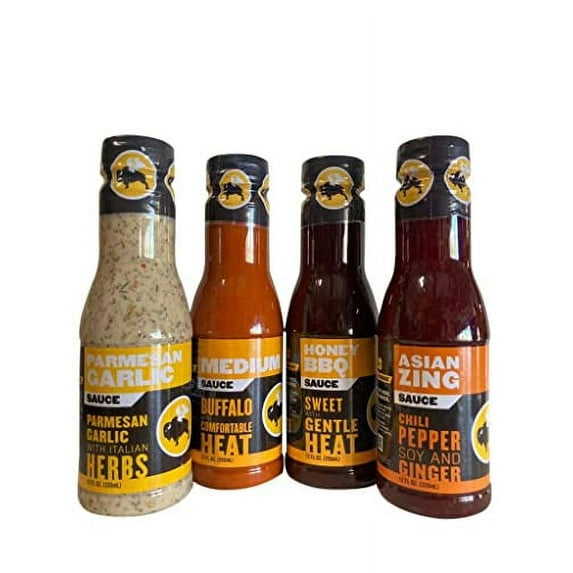 Buffalo Wild Wings Milder .. .. Variety Bundle: Parmesan .. Garlic, .. Medium, Honey .. BBQ, Asian .. Zing: .. 12 Ounces Each
