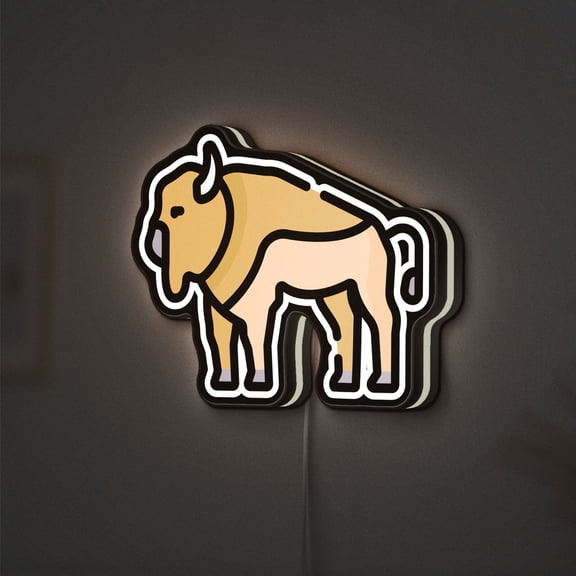 Buffalo Wildlife 3D Novelty Light Box, Majestic Animal Lamp Decor for Nature Enthusiasts, Rustic Cabin and Safari Style Interiors (Height 8 inch, 20cm)