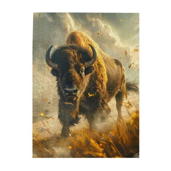 Buffalo Wildlife Grassland 500-Piece Wooden Jigsaw Puzzle for Adults, Fun & Challenging Family Brain-Teaser, Perfect Home Decor & Gift