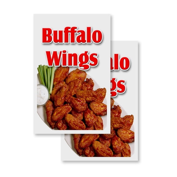 Buffalo Wings (2-PACK) 24" x 36" Vinyl Decals | Sign Insert Peel & Stick Decals Stickers Window Signs