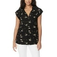 thumbnail image 1 of Buffalo Women's Floral Print Flutter Sleeve Lightweight Woven Top Blouse-Black / S, 1 of 6
