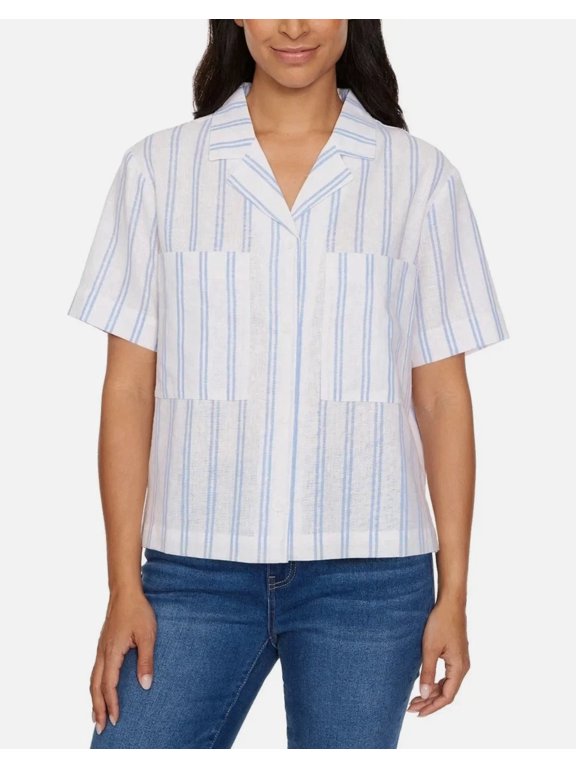 Buffalo Women's Linen Blend Button Front Shirt XXL