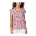 thumbnail image 1 of Buffalo Women's Top Sz S Floral Print Flutter Slv W/Tie Closure Blouse Pink, 1 of 4