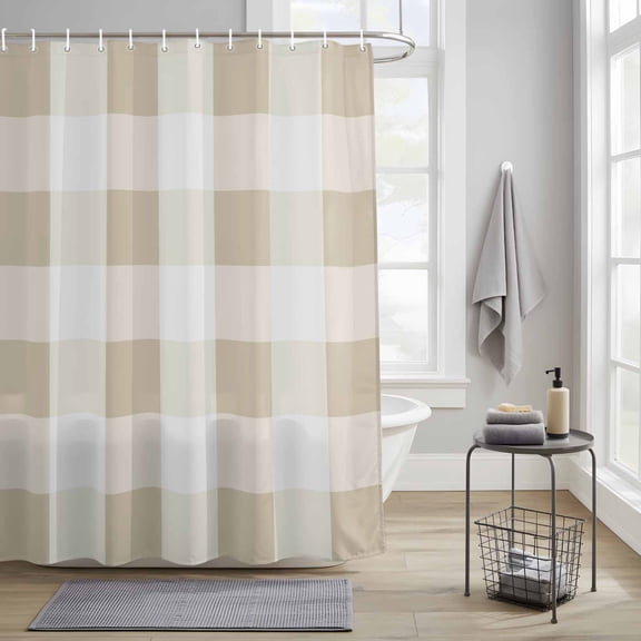 Buffalo Yellow Plaid Fabric Shower Curtain for Bathroom Spring Simple Pattern Waterproof Polyester Bath Curtain with 12 Hooks Washable Shower Curtain with Grommets 36"x72"