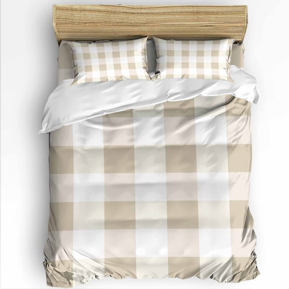 Buffalo Yellow Plaid King Size Comforter Set, Spring Simple Pattern Soft Bedding for All Seasons, 4 Pcs Bed Set with 1Comforter (90"x106") ,1 Sheet(94"x116"), 2 Pillowcases (19"x35")