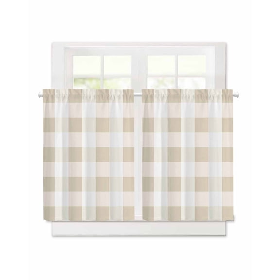 Buffalo Yellow Plaid Short Blackout Curtains 36 Inch Long Spring Simple Pattern Rod Pocket Kitchen Curtains, 2 Panels Thermal Insulated Room Darkening Drapes for Bedroom, 30"W x 36"L