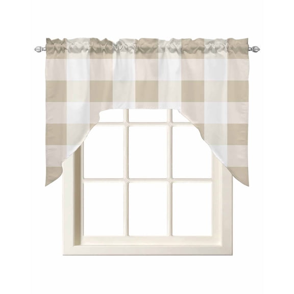 Buffalo Yellow Plaid Swag Valances for Windows 56 x 36 Spring Simple Pattern Rod Pocket Light Filtering Window Topper for Kitchen Bathroom Bedroom Living Room
