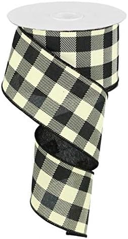 Buffalo check ribbon, 6.35 cm long wired Christmas ribbon, 10 yards of ...