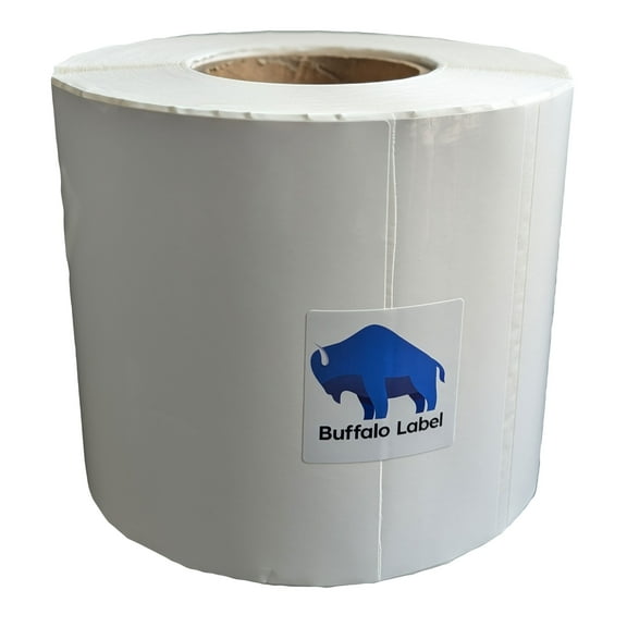 BuffaloLabel 6" x 10" x 420 Labels - White Gloss BOPP Roll Inkjet Labels - 3" Core - Blank