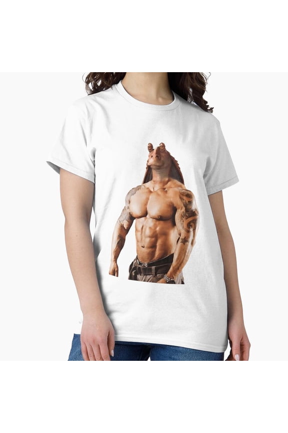 Buffed Jar Jar Humorous Muscular gan Fitness Motivation Meme Graphic T-Shirt