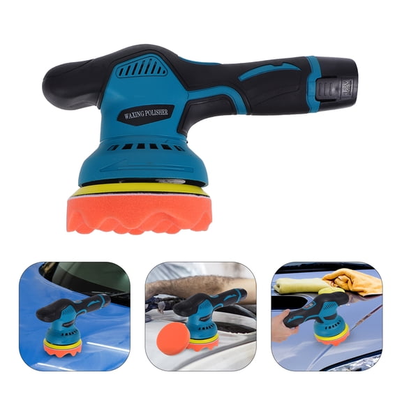 LEDMOMO High-Efficiency Cordless Car Buffer, Sky-Blue ABS, Adjustable Speed for Polishing 1Set