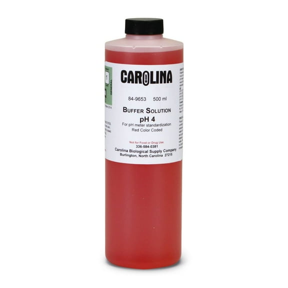 Buffer Solution, Ph 4, Color Coded, Red, Laboratory Grade, 500 Ml