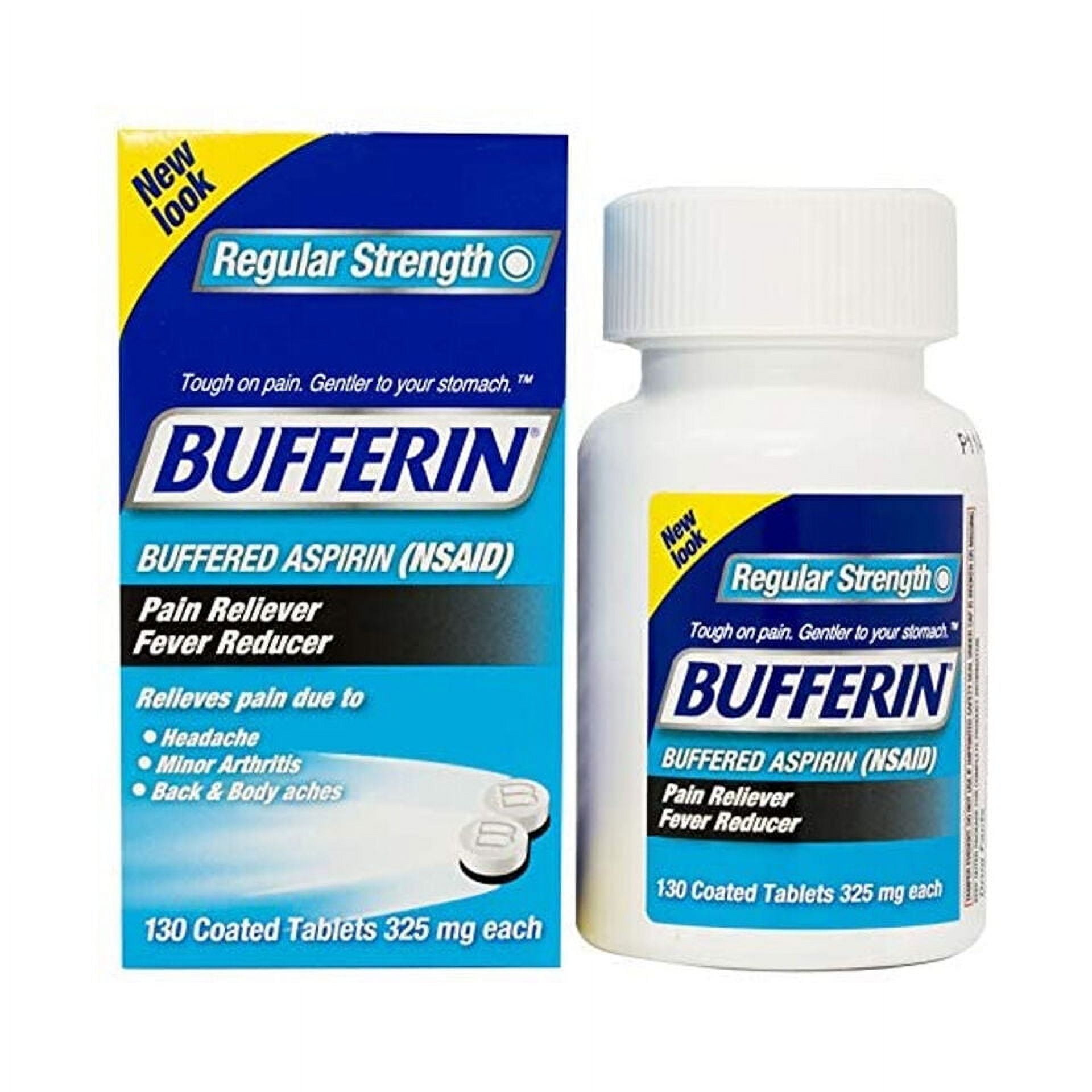 Bufferin Buffered Aspirin. Analgesic, Common Cold Treatment. 325mg 130