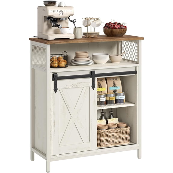Buffet Cabinet, Coffee Bar Storage Cabinet, Sideboard with 1 Sliding Barn Door, Adjustable Shelves, 11.8 x 27.6 x 31.5 Inches, for Living Room