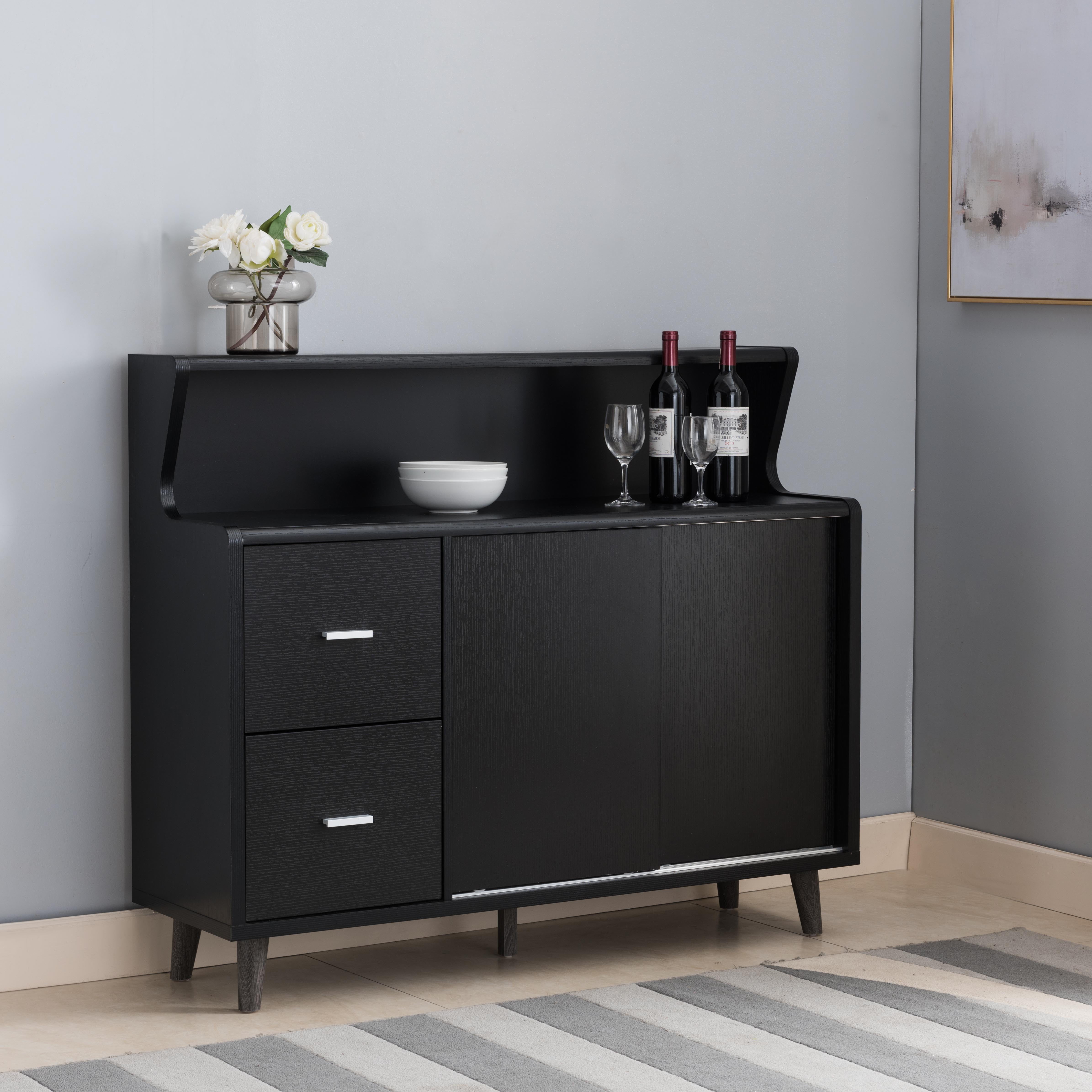 Buffet Coffee Bar with Storage Compartments, Two Drawers