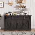thumbnail image 1 of Buffet Cabinet with Drawers, 56" Large Sideboard Buffet Storage Cabinet with Shelves and Doors, Wave Base Design, Multi-Purpose Buffet Table with Charging Station for Living Room,Dining Room,Black, 1 of 8