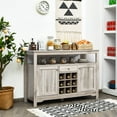 thumbnail image 1 of Buffet Cabinet, Farmhouse Coffee Bar Table with Doors & Drawer, Liquor Cabinet with Wine Racks, Wood Buffets & Sideboards, Sideboard Storage Cabinet for Kitchen, Dining Living Room (Grey), 1 of 18
