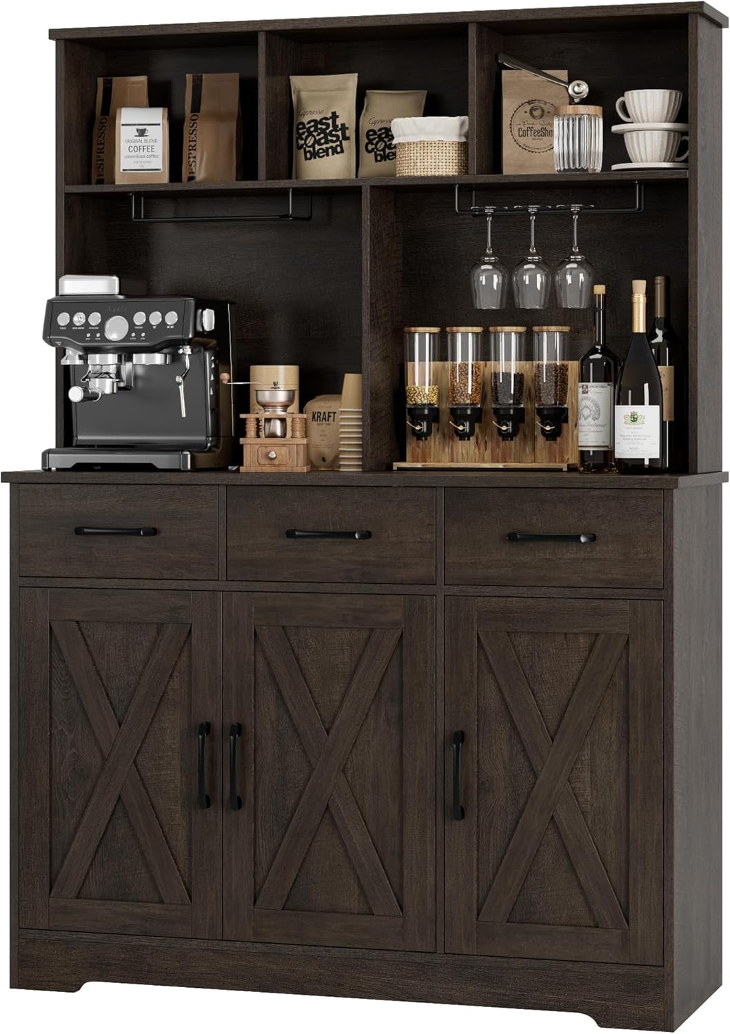 Buffet Cabinet with Hutch Farmhouse Buffet Sideboard Storage Cabinet ...