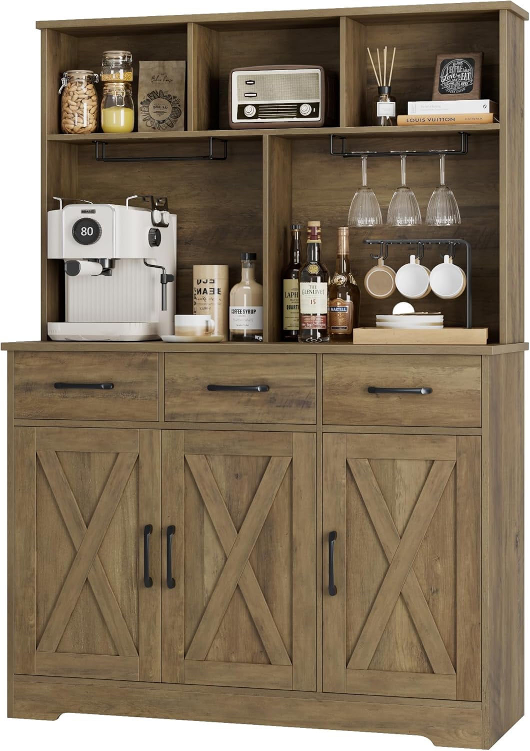 Buffet Cabinet with Hutch Farmhouse Buffet Sideboard Storage Cabinet ...
