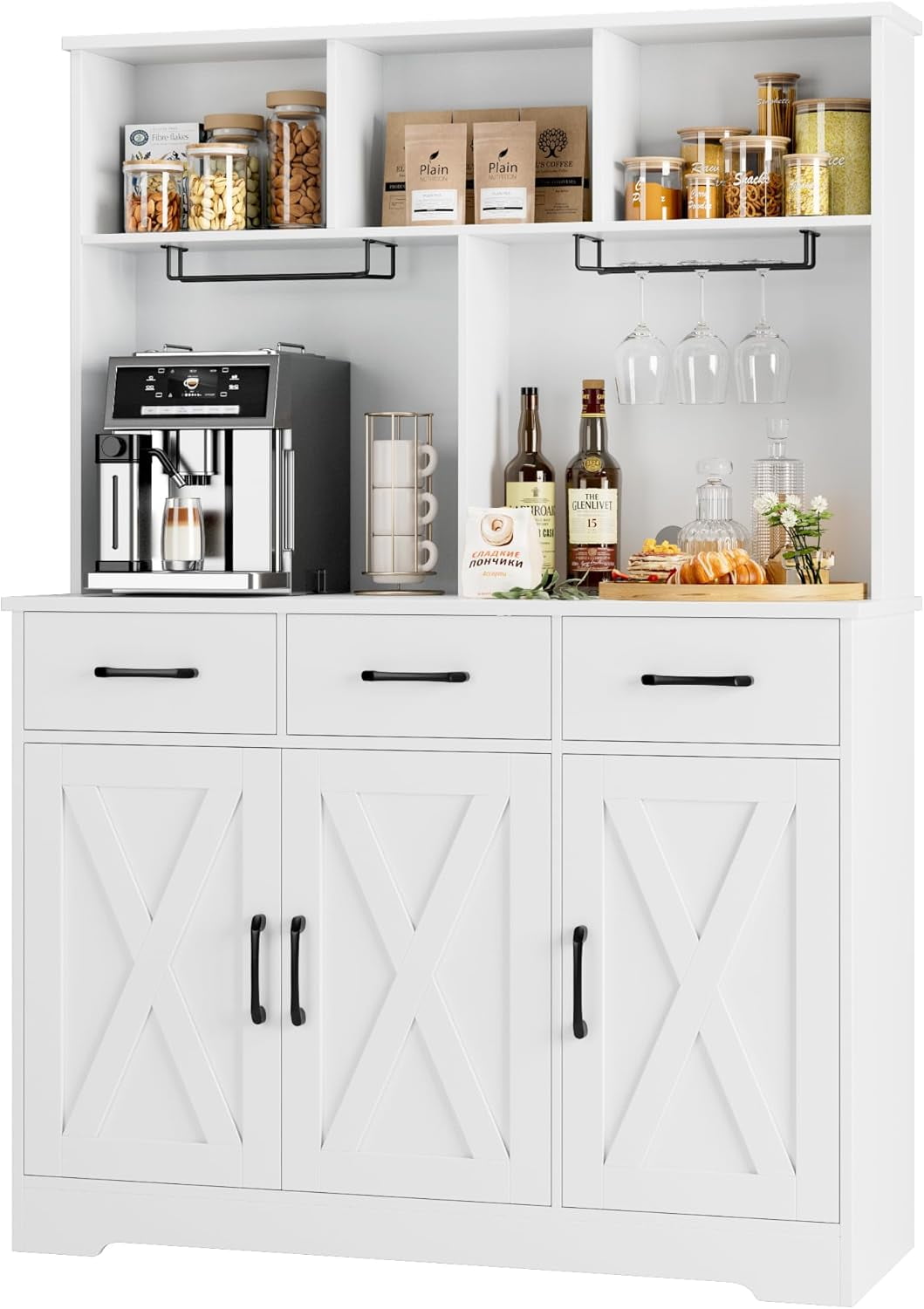 Buffet Cabinet with Hutch Farmhouse Buffet Sideboard Storage Cabinet ...