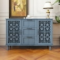 thumbnail image 1 of Buffet Cabinet With Metal Handles, 3 Drawers, 2 Doors Pantry Cabinets, Pattern Carving Storage Cabinet For Kitchen, Bedroom, Living Room 47.24x15.75x31.5in, 1 of 12