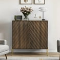 thumbnail image 1 of Buffet Cabinet, Mid Century Sideboard&nbsp;Storage with Anti-Rollover Device, Metal Legs, Walnut MDF, 31.5 Inch W, 1 of 9
