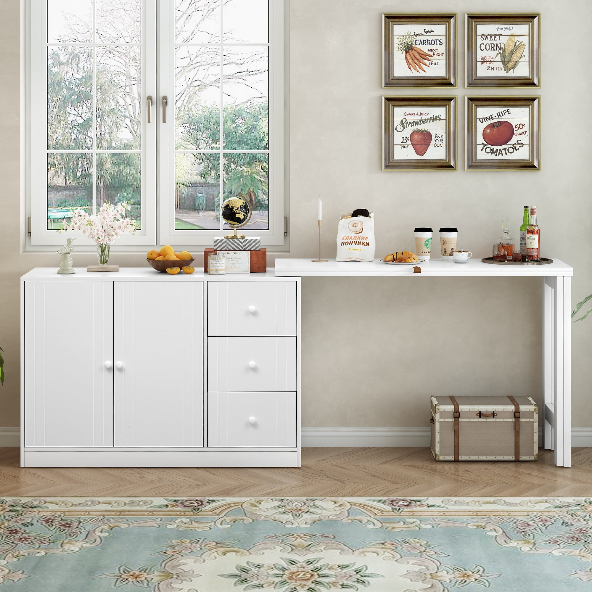 Buffet Cabinet, Modern Farmhouse Entryway Accent Table Cabinet with ...
