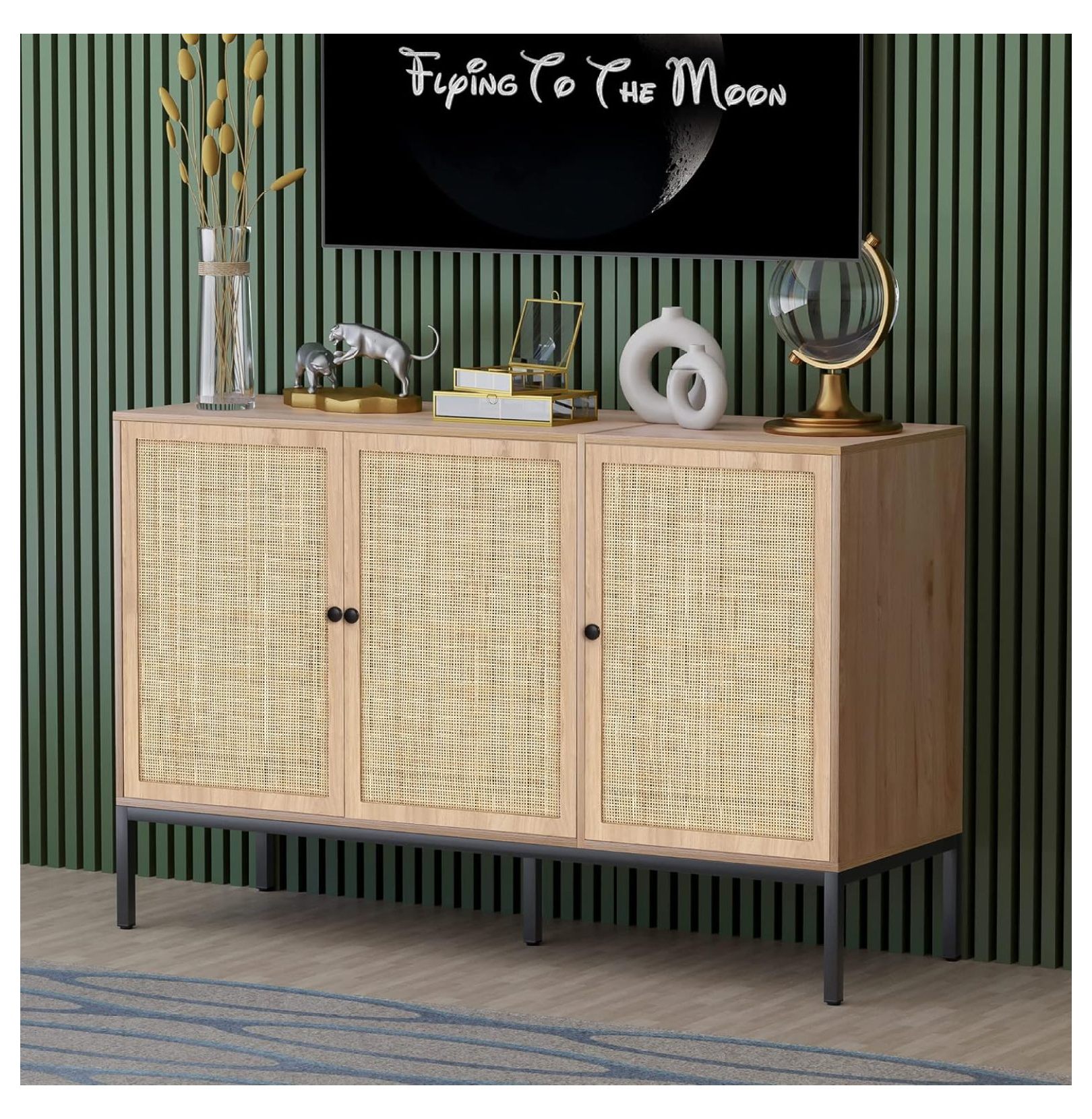 Brafab Rattan Cabinet Set Of 3 Boho Sideboard Storage Brafab 3-Piece ...