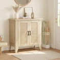 thumbnail image 1 of Buffet Cabinet, Rattan Sideboard, Small Storage Cabinet with Door and Shelf, Natural Wood Accent Cabinet for Living Room, Dining Room, Hallway, 1 of 9