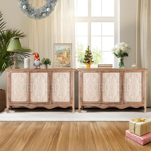 Buffet Cabinet Set of 2, 31'' Farmhouse Sideboard with 3 Doors,  Console Table for Kitchen
