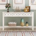 thumbnail image 1 of Buffet Cabinet Sideboard Console Table for Entryway, Kitchen Storage Cabinet with 4 Drawers, Bottom Shelf, Home Furniture Console Table, Upgrade Solid Wood Frame & Legs,60"x11"x34", Q15517, 1 of 12