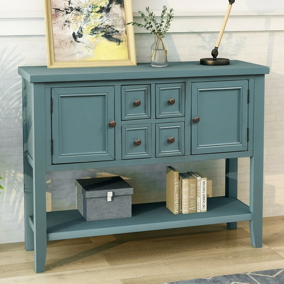 Buffet Cabinet Sideboard , New 46" Buffet Cabinet Sideboard with 4 Storage Drawers 2 Cabinets and Bottom Shelf, Wood Console Table Storage Cabinet for Dining Room Home Furniture, L2439