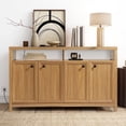 thumbnail image 1 of Buffet Cabinet Sideboard Pantry Kitchen Cabinet with Extra Thick MDF Panel Frame, Credenza Storage Cabinet for Kitchen Dining Room Living Room, Natural Walnut (4 Doors), 1 of 9