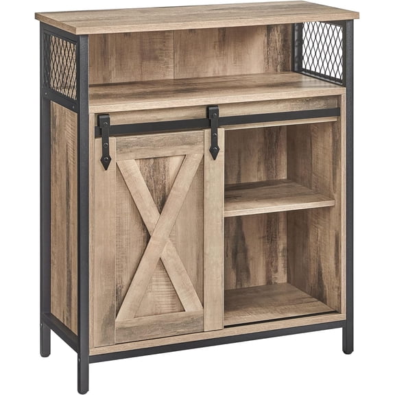 Buffet Cabinet, Sideboard with Open Compartment, Sliding Barn Door, 11.8"D x 27.6"W x 31.5"H