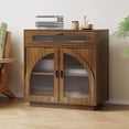 thumbnail image 1 of Pusnapku 31" Sideboard cabinet, Wood Entryway Cabinet with 2 Glass Doors, Drawer, Adjustable Shelf, Freestanding Accent Table for Hallway, Living Room, 1 of 9