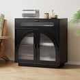 thumbnail image 1 of Pusnapku 31" Sideboard cabinet, Wood Entryway Cabinet with 2 Glass Doors, Drawer, Adjustable Shelf, Freestanding Accent Table for Hallway, Living Room, 1 of 9