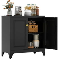 Buffet Cabinet with Storage, 33" H Metal Sideboard Cabinet 2 Doors, Black Kitchen Pantry with Adjustable Shelf, Coffee Bar Cabinets, Small Sideboard Storage for Kitchen, Living Room, Office