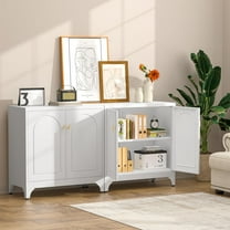 Buffet Cabinet with Storage, 33" Tall Kitchen Sideboard with Doors and Adjustable Shelves, Metal Buffet Table, Modern Coffee Bar Console Cabinet for Living, Dining Room,White, Assemble Required