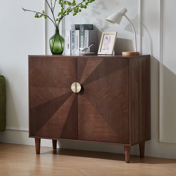 siu want 39.4 in Mid Century Modern Buffet Cabinet, 2 Door Large Storage Sideboard, Walnut Finish
