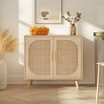 thumbnail image 1 of Buffet Cabinet with Storage, Accent Bathroom Floor Cabinet,with Two Doors and 4 compartments forStorage,Cabinet with Solid Wood Feet,Sideboard Cabinet for Hallway, Entry, Living Room,(Natural Color), 1 of 7
