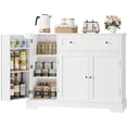 thumbnail image 1 of Buffet Cabinet with Storage, Modern Sideboard Buffet with Doors, Wood Coffee Bar Kitchen Storage Cabinet with Drawer and Adjustable Shelf for Kitchen, Dining Room, Living Room, White, 1 of 7