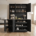 thumbnail image 1 of Buffet Cabinet With Pull-Out Shelves, Countertop & Door Storage, Tall Kitchen Pantry Hutch, 3-Tier Organizer for Dining Room, Black, 1 of 10