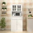 thumbnail image 1 of Buffet Cabinet w Hutch Kitchen Pantry Storage Cabinet White Sideboard, 1 of 5