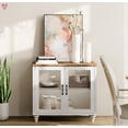 thumbnail image 1 of Buffet Cabinet with Glass Door, Kitchen Sideboard with 2 Storage & Adjustable Shelf, Modern Glass Entryway Table or Living Room Dining Room,  White, 1 of 6