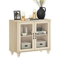 thumbnail image 1 of Buffet Cabinet with Glass Door, Kitchen Storage Cabinets with Adjustable Shelf, 34 inch, Beige, 1 of 6