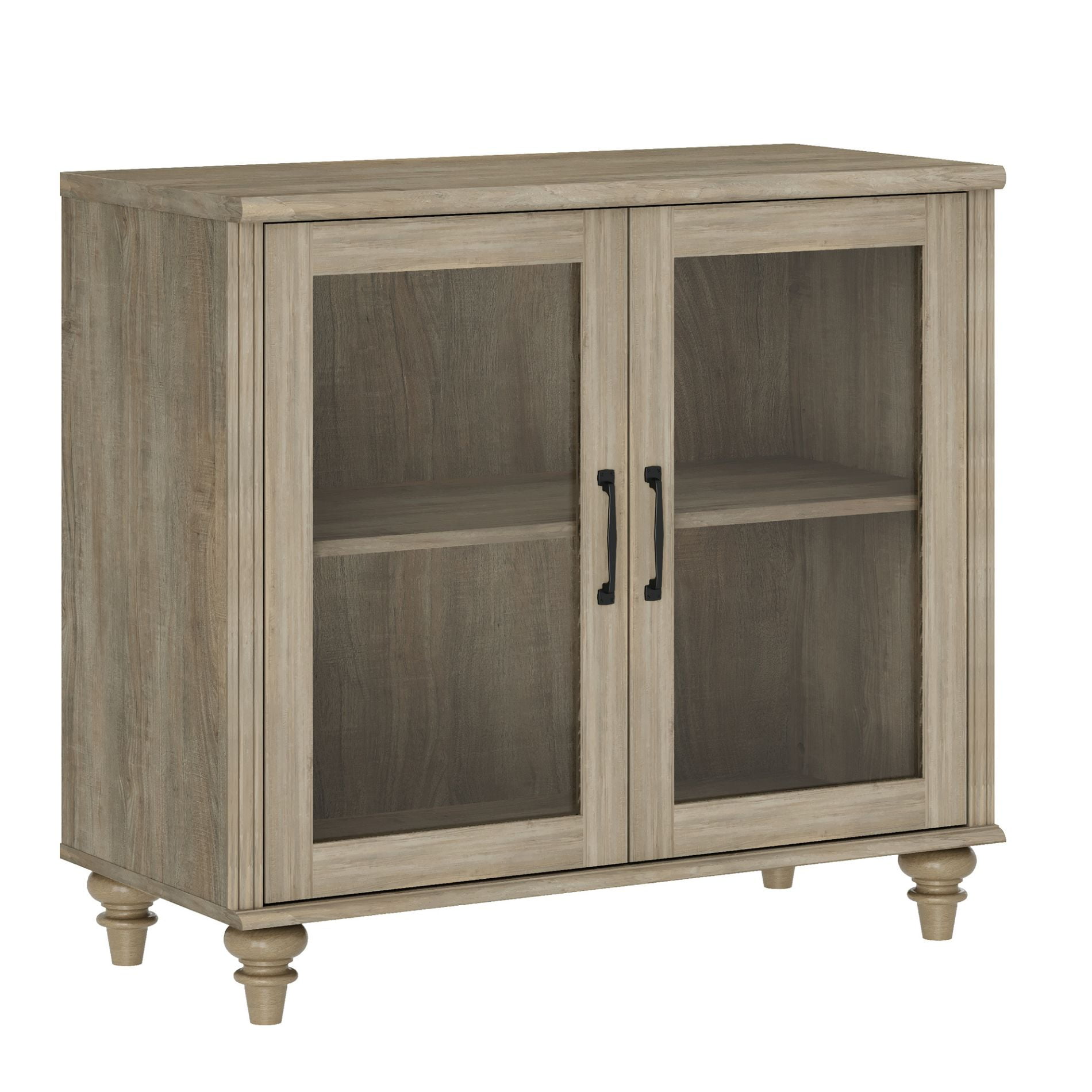 Buffet Cabinet with Glass Door, Kitchen Storage Cabinets with Adjustable Shelf, 34 inch, Wash Gray