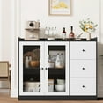 thumbnail image 1 of Buffet Cabinet with Storage, 43" Modern Sideboard Kitchen Cabinet with 3 Drawers, Wood Buffet Table for Kitchen, Dining Room, Black and White, 1 of 8